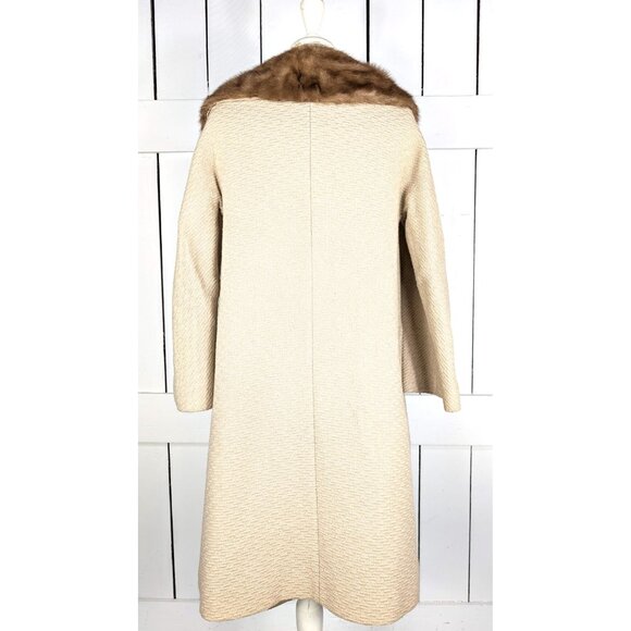 1960’s vintage wool boucle winter mink fur collar coat - Picture 4 of 6